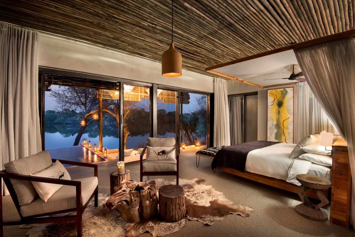 Cool and elegant interiors create a contrast to the rugged exterior